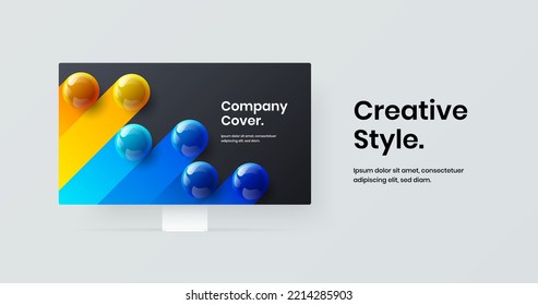 Original computer monitor mockup landing page illustration. Unique site vector design concept.