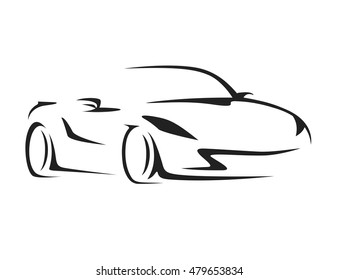 Original concept car with black supercar sports vehicle silhouette on white background. Vector illustration.