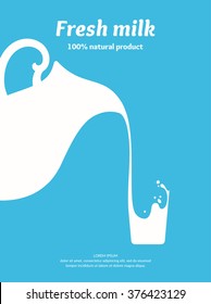 The original concept poster to advertise milk. Vector illustration.