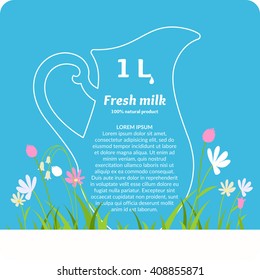 The original concept poster to advertise milk. Vector illustration. Poster for sale of fresh natural milk and dairy products.