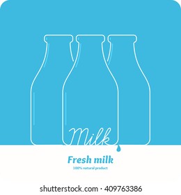 The original concept poster to advertise milk. Vector illustration. Poster for sale of fresh natural milk and dairy products.