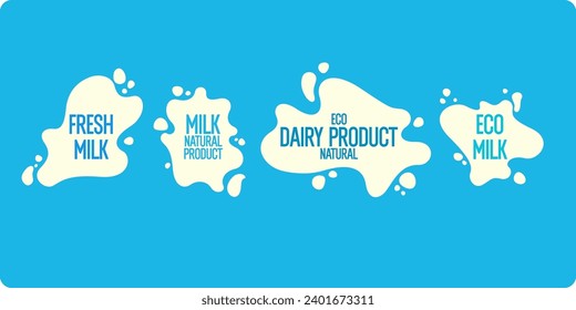 The original concept poster for milk advertising. Vector illustration in a flat style. A set of vector elements.