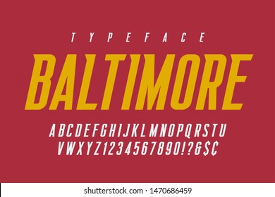 Original condensed alphabet, creative characters set. Vector illustration