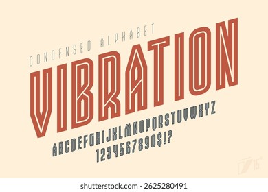 Original condensed alphabet design, strong letters style. Color swatches control. 15 degree skew