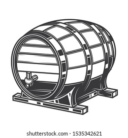 Original contour illustration of an old wine or beer barrel. Coloring