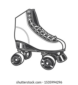 Original contour illustration vintage roller skates coloring book 