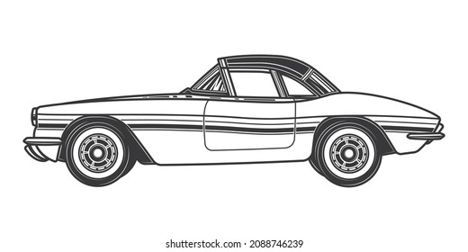 Original contour vector illustration. Retro-car.
