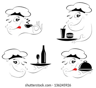 original cook and food vector set