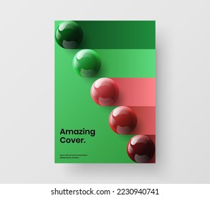 Original corporate brochure vector design concept. Premium 3D spheres magazine cover layout.