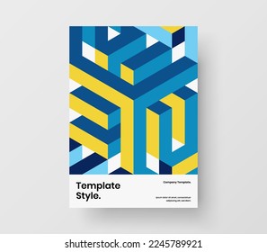 Original corporate brochure vector design template. Premium mosaic shapes pamphlet layout.