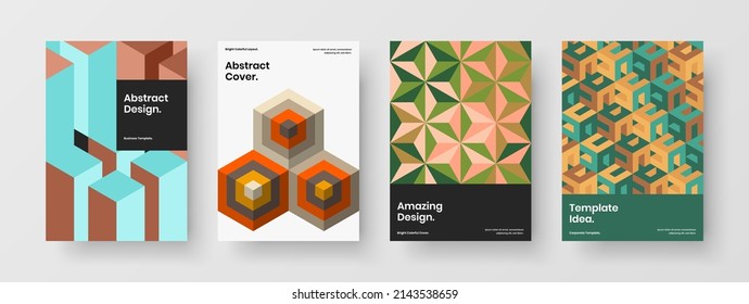 Original corporate cover vector design layout composition. Abstract geometric hexagons banner template set.