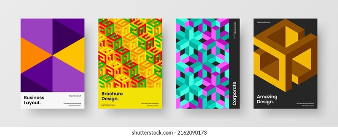 Original corporate identity A4 vector design template composition. Abstract geometric pattern cover illustration collection.