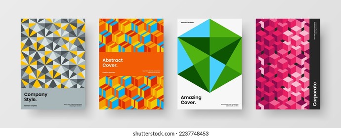 Original corporate identity A4 vector design template collection. Clean mosaic pattern booklet concept composition.