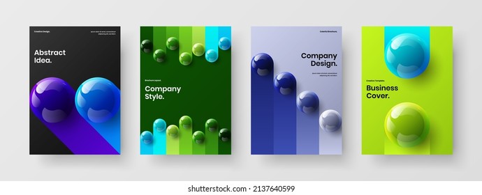 Composición original de la plantilla vectorial de diseño de identidad corporativa. Increíble paquete de conceptos de primera página en esferas realistas.