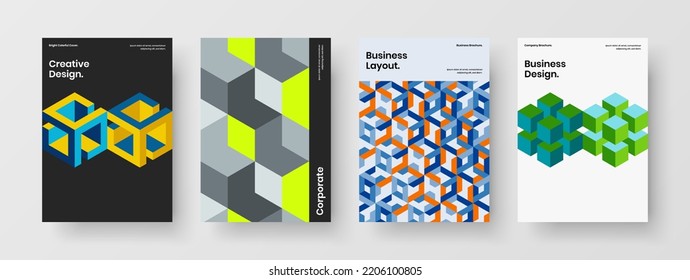 Original corporate identity design vector template collection. Modern geometric tiles postcard concept composition.
