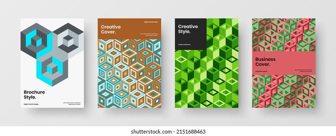 Original cover vector design concept composition. Clean mosaic shapes booklet illustration bundle.