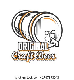 original craft beer, beer barrel vector illustration design