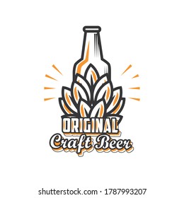 cerveza artesanal original, diseño de ilustraciones de vectores de cerveza embotellada