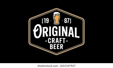 Design original do logotipo hexagonal da cerveja artesanal