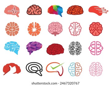 Original creation of human Brains Collection Logo Vector Icons Symbol Design Illustration (Not AI Content)	