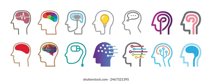 Original creation of Human Brains Collection Logo Vector Icons Symbol Design Illustration (Not AI Content)	
