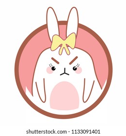 original, creative, bright and unusual icon of a furious and charismatic hare