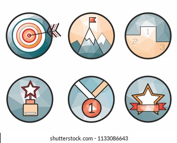 original and creative vector icons related to sports and victories 