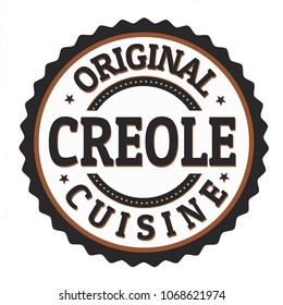 Original creole cuisine label or stamp on white background, vector illustration