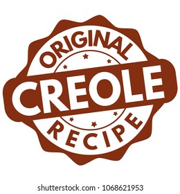 Original creole recipe label or stamp on white background, vector illustration