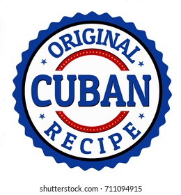 Original cuban recipe label or sticker on white background, vector illustration