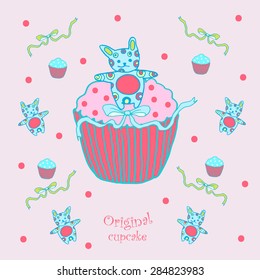 original cupcake design with funny bunnies