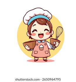 Logotipo Chef bonito original em estilo Kawaii Chibi