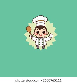 Logotipo Chef bonito original em estilo Kawaii Chibi