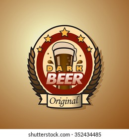 Original Dark Beer Bottle Label Template - Design Concept. Vector Illustration