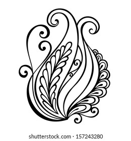 Original Decorative Leaf with Ornament (Vector), Patterned design
