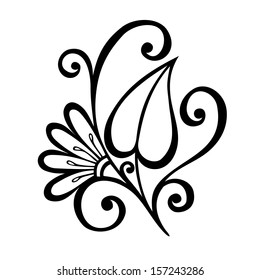 Original Decorative Leaf with Ornament (Vector), Patterned design