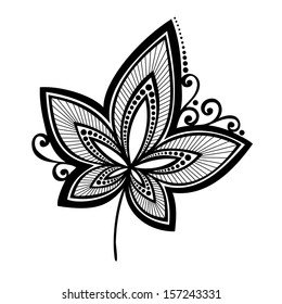 Original Decorative Leaf with Ornament (Vector), Patterned design