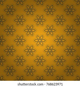 Original decorative oriental backdrop in brown, yellow and black colors. Colorful Paisley seamless pattern. Vector illustration. Mandalas.