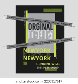 Original Denim New york poster typography authentic clothing wear lettering text wall poster graphic design vector template print for t shirt