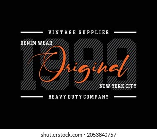 Original Denim print for t-shirts or clothes. Retro artwork for fashion and printing. Vector graphics with traditional themes and typography