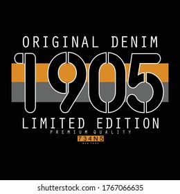 original denim tee typography graphic t shirt print vector illustration design