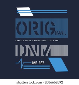 Original Denim Typographic geometrical line graphic for t shirt print design vector graphics