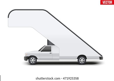 Original design of Aircraft passenger loader on pickup car base. Vector illustration Isolated on white background.