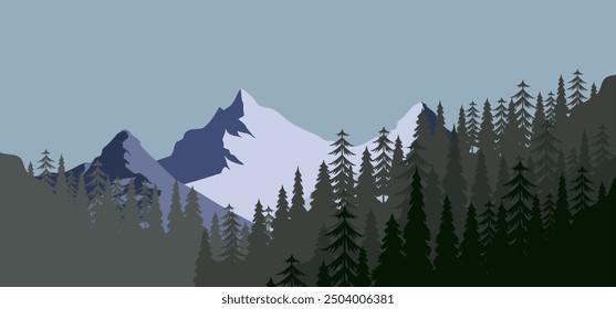 Original design illustration of landscape mountain