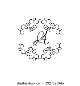 Original design of the monogram with the letter A. Vector illustration for royalty, business cards, boutique, hotel, heraldry, web design.