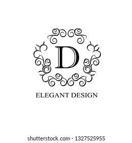 Original design of the monogram with the letter D. Vector illustration for royalty, business cards, boutique, hotel, heraldry, web design.
