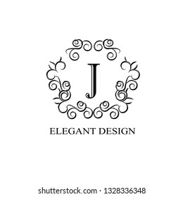 Original design of the monogram with the letter J. Vector illustration for royalty, business cards, boutique, hotel, company, web design.
