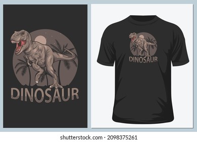 Original design with t-rex, dinosaur. print for T-shirts, textiles, wrapping paper, web.