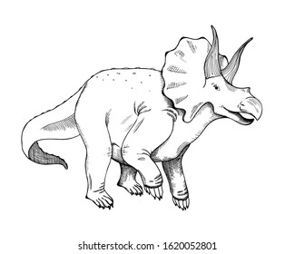 Vector Cartoon Angry Triceratops Charging Line Stock Vector (Royalty ...