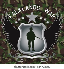 Original design UK Paratrooper shield and crest for the Falklands war with soldier silhouette